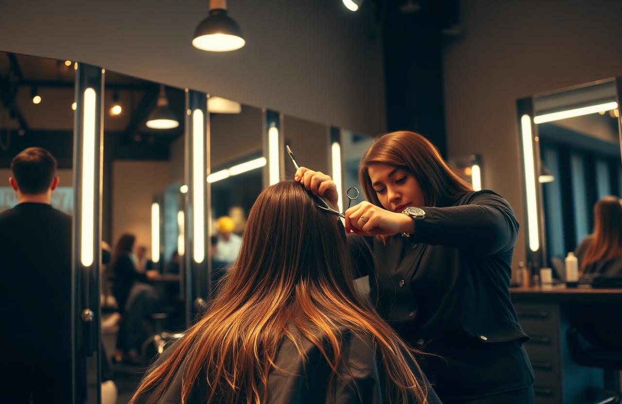 Hairdresser at work