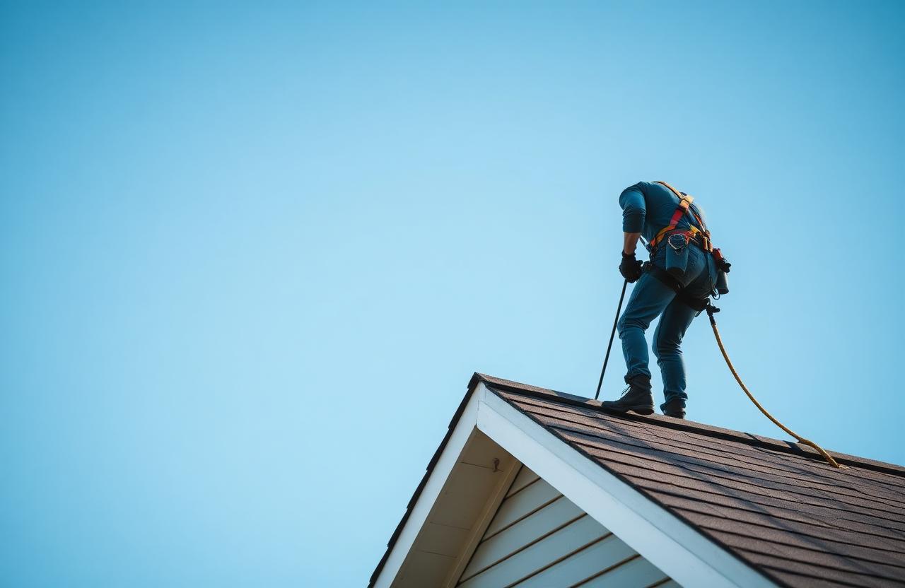 Roofer at work